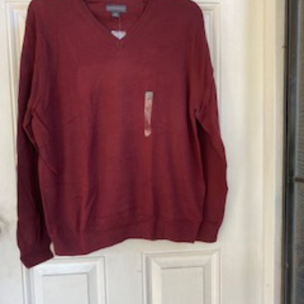 Covington Sweater Burgundy V-Necl Long Sleeve Pullover Sweater NWT Large